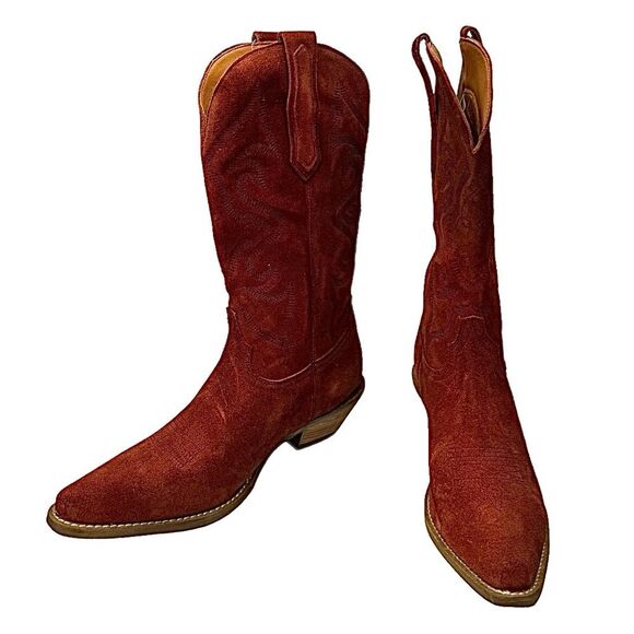 Dingo Ladies Out West Tall Western Boots Cranberry Leather Embroidered 9.5 - Picture 9 of 10